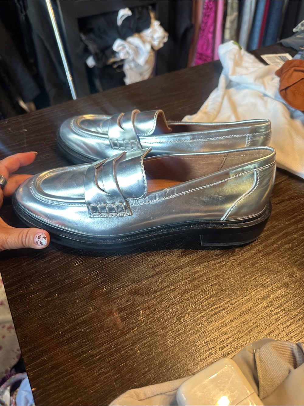 Madewell Soft Silver Leather Vernon Chunky Penny Loafer